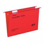 Rexel Crystalfile Extra Suspension File Polypropylene 15mm V-base Foolscap Red Ref 70629 [Pack 25] 321580