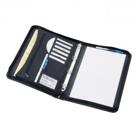 5 Star Office Zipped Conference Ring Binder Capacity 30mm Leather Look A4 Black 322673