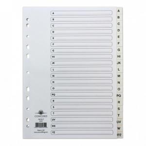 Concord Index A-Z 20-Part Polypropylene Multipunched Reinforced Holes