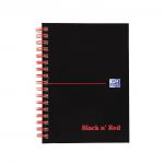 Black n Red Notebook Wirebound 90gsm Ruled and Perforated 140pp A6 Glossy Black Ref 100080448 [Pack 5] 324509