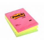 Post-it Notes Large Format Notes Feint Ruled Pad of 100 Sheets 101x152mm Rainbow Colour Ref 660N [Pack 6] 327000