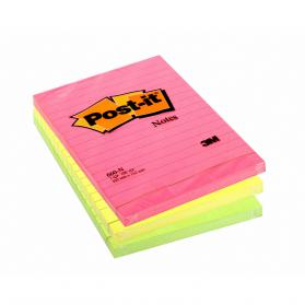 Post-it Notes Large Format Notes Feint Ruled Pad of 100 Sheets 101x152mm Rainbow Colour Ref 660N Pack of 6 327000
