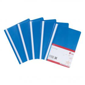5 Star Office Project Flat File Lightweight Polypropylene with Indexing Strip A4 Blue Pack of 5 330372
