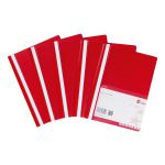 5 Star Office Project Flat File Lightweight Polypropylene with Indexing Strip A4 Red [Pack 5] 330380