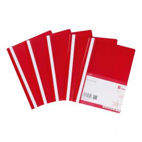 5 Star Office Project Flat File Lightweight Polypropylene with Indexing Strip A4 Red Pack of 5 330380