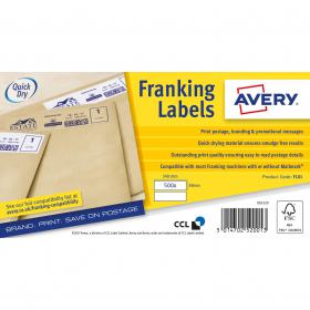 Avery Franking Labels 2 per sheet 140x38mm White Ref FL01 1000 Labels 330730