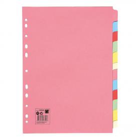 5 Star Office Subject Dividers 12-Part Recycled Card Multipunched 155gsm A4 Assorted 330925