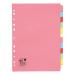 5 Star Office Subject Dividers 12-Part Recycled Card Multipunched 155gsm A4 Assorted