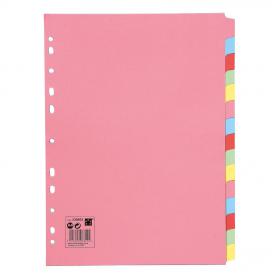 5 Star Office Subject Dividers 15-Part Recycled Card Multipunched 155gsm A4 Assorted 330933