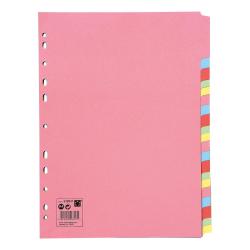 Cheap Stationery Supply of 5 Star Office Subject Dividers 20-Part Recycled Card Multipunched 155gsm A4 Assorted 330941 Office Statationery