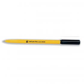 5 Star Office Ball Pen Yellow Barrel Fine 0.7mm Tip 0.3mm Line Black Pack of 50 333328