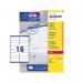 Avery Addressing Labels Laser Jam-free 16 per Sheet 99.1x33.9mm White Ref L7162-500 [8000 Labels] 340677