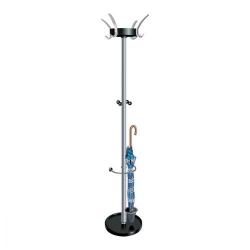 Cheap Stationery Supply of 5 Star Facilities Coat Stand with Umbrella Holder 4 Pegs 4 Hooks Base 380mm Height 1800mm Black/Steel Office Statationery