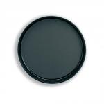 A round, black tray made of non-slip polypropylene. It has a diameter of 300mm and is dishwasher safe. Has the label No-Name Kitchen Essentials on it. Useful for organizing kitchen essentials and keeping them from slipping or sliding.