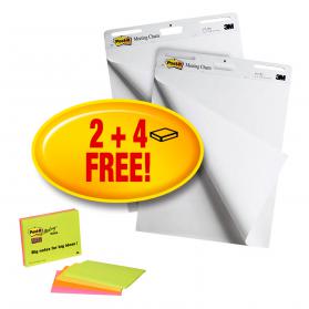 Post-it Easel Pad Self-adhesive 30 Sheets 762x635mm Ref FT510105826 4x Free Note Pads Pack of 2
