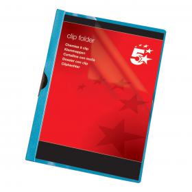 5 Star Office Clip Folder 3mm Spine for 30 Sheets A4 Blue Pack of 25 356386