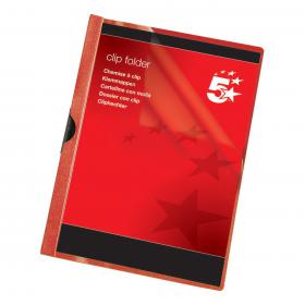 5 Star Office Clip Folder 3mm Red