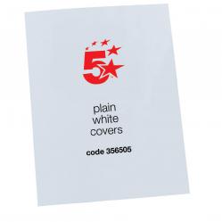 Cheap Stationery Supply of 5 Star Office Binding Covers 250gsm Plain A4 Gloss White Pack of 100 356505 Office Statationery