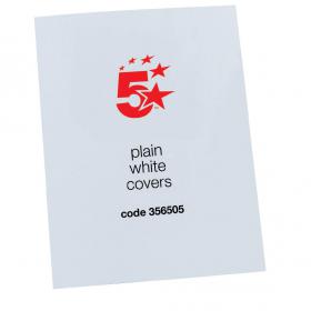 5 Star Office Binding Covers 250gsm Plain A4 Gloss White Pack of 100 356505