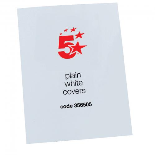5 Star 356505 Office Binding Covers 250gsm Plain A4 Gloss White Pack 100 