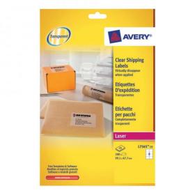 Avery Parcel Labels Laser 8 per Sheet 99.1x67.7mm Clear Ref L7565-25 200 Labels 359331