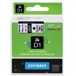 Dymo D1 Tape for Electronic Labelmakers 19mmx7m Black on White Ref 45803 S0720830 362586
