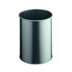 Durable Bin Round Metal 15 Litre Capacity 260x315mm Silver Ref 3301/23 362720
