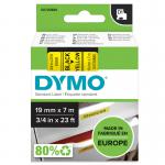 Dymo D1 Tape for Electronic Labelmakers 19mmx7m Black on Yellow Ref 4580845808 S0720880 362745