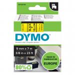 Dymo D1 Tape for Electronic Labelmakers 9mmx7m Black on Yellow Ref 40918 S0720730 362826