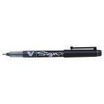 Pilot V-Sign Pen Liquid Ink Permanent Ink Medium 2.0mm Tip 0.6mm Line Black Ref SWVSP01 [Pack 12] 370483