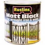 Rustins Quick Drying Paint Matt Black Interior & Exterior 500ml 375469