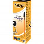 Bic Orange Ball Pen Fine 0.8mm Tip 0.3 mm Line Black Ref 1199110114 [Pack 20] 380105