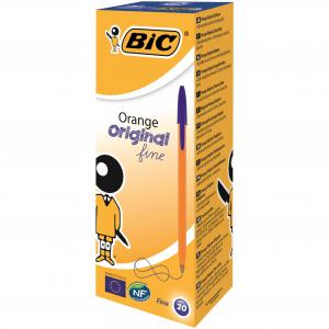 Bic Orange Ball Pen Fine 0.8mm Tip 0.3mm Line Blue Ref 1199110111 Pack