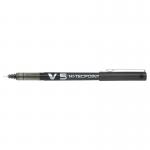 Pilot V5 Hi-Tecpoint Rollerball Pen Liquid Ink 0.5mm Tip 0.3mm Line Black Ref 4902505085680 [Pack 12] 380481