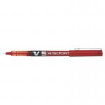 Pilot V5 Hi-Tecpoint Rollerball Pen Liquid Ink 0.5mm Tip 0.3mm Line Red Ref 4902505085697 [Pack 12] 380483