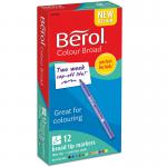 Berol Colour Broad Pens with Washable Ink 1.7mm Line Wallet Assorted Ref 2057596 [Pack 12] 380793