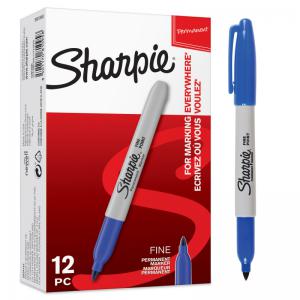 Sharpie Permanent Marker Fine Tip 0.9mm Blue Ref S0810950 Pack 12