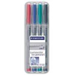 Staedtler 316 Lumocolor Pen Non-permanent Fine 0.6mm Line Assorted Ref 316WP4 [Wallet 4] 383155