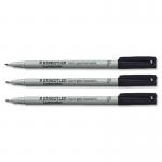 Staedtler 316 Lumocolor Pen Non-permanent Fine 0.6mm Line Black Ref 316-9 [Pack 10] 383170