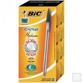 Bic Cristal Ball Pen Clear Barrel 1.0mm Tip 0.32mm Line Black Ref 8373632 Pack of 50 383915