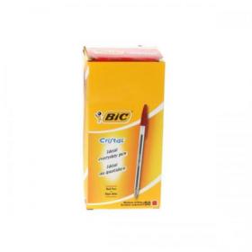 Bic Cristal Ball Pen Clear Barrel 1.0mm Tip 0.32mm Line Red Ref 8373612 Pack of 50 383931