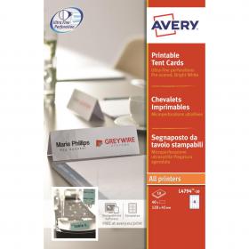 Avery Printable Business Tent Card 4 per Sheet 120x45mm 190gsm White Ref L4794-10 [40 labels] 392704