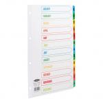 Concord Index Jan-Dec Mylar-reinforced Multicolour-Tabs Punched 4 Holes 150gsm A4 White Ref 02401/CS24 393229