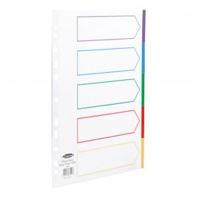 Concord Dividers 5-Part Polypropylene Reinforced Coloured-Tabs 120 Micron Extra Wide A4+ White Ref 66099 393512