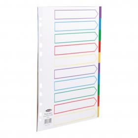 Concord Dividers 10-Part Polypropylene Reinforced Coloured-Tabs 120 Micron Extra Wide A4+ White Ref 66199 393520