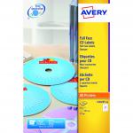 Avery CD/DVD Labels Laser 2 per Sheet Dia.117mm Full Face Opaque White Ref L7676-25 [50 Labels] 394630