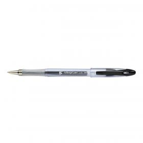5 Star Office Roller Gel Pen Clear Barrel 1.0mm Tip 0.5mm Line Black Pack of 12 396780