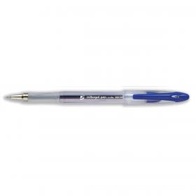 5 Star Office Roller Gel Pen Clear Barrel 1.0mm Tip 0.5mm Line Blue [Pack 12] 396799