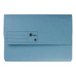 5 Star Office Document Wallet Half Flap 285gsm Recycled Capacity 32mm Foolscap Blue [Pack 50] 397670