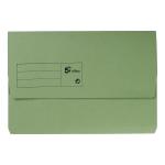 5 Star Office Document Wallet Half Flap 285gsm Recycled Capacity 32mm Foolscap Green [Pack 50] 397697